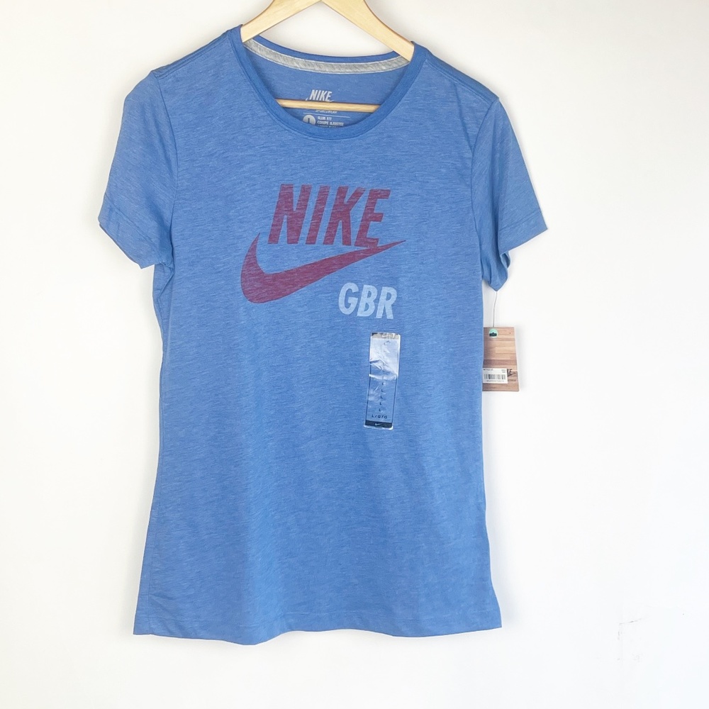 Nike Women's Tee T-Shirt Size Large Shirt Blue GBR